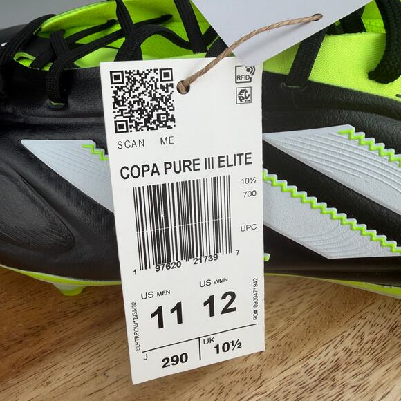 Adidas Copa Pure 3 Elite FG Men\'s 11 Soccer Cleats Black Green JH6304 NEW w Tags main image 6